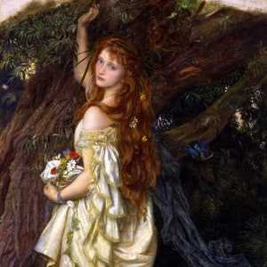 Ophelia by Arthur Hughes. Cross stitch Pattern + matching print,digital file,includes Instant download charts for DMC & ANCHOR