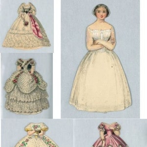 Bambola di carta vintage Jenny Lind cantante lirica svedese del 1800 spesso collegata a PT Barnum Download istantaneo stampabile bambola e 8 vestiti