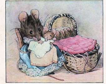 Hunca Munca by Beatrix Potter- Cross stitch Pattern +   matching   print,  includes Instant download  charts for DMC & ANCHOR in two sizes