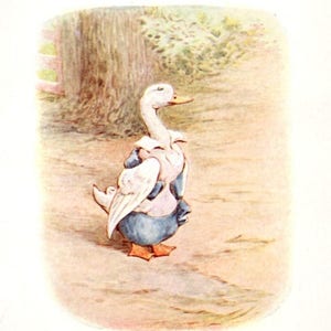 Jemima Puddleduck by Beatrix Potter- Cross stitch Pattern + matching print,. includes Instant download  charts for DMC & ANCHOR in two sizes
