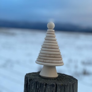 Christmas tree stacking pyramid toy Untreated wood Montessori educational counting game for toddler DIY coloring project Personalizable gift