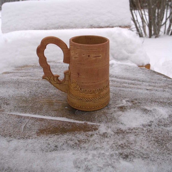 Handcrafted wooden Tankard from natural birch bark Vikings Beer Mug Tavern Style Wedding & Groomsmen wood gift Christmas gift for him