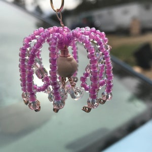 Avatar inspired wood sprite pink pendant Pandora forest necklace Iridescent premium glass bead pendant Unusual jewelry Magenta gift for her image 2