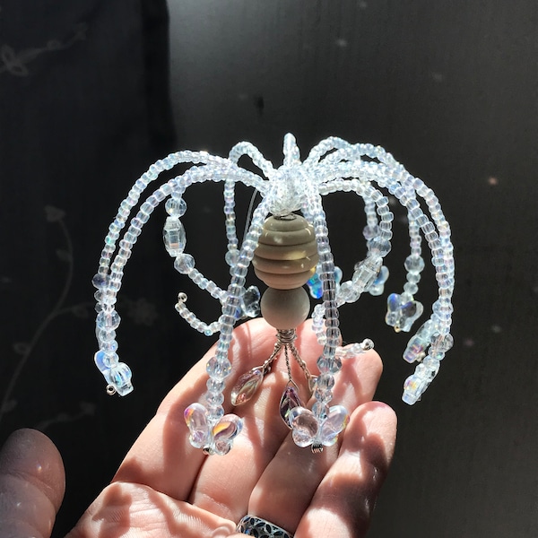 Avatar inspired wood sprite sun catcher Crystal car charm with iridescent butterflies Window prism Pandora wind chime Unique Avatar jewelry