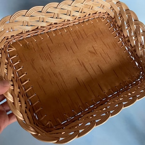 Rectangular wicker tray Handwoven birch bark fruit basket Wooden serving tray Natural willow basket Bakery/coffee table platter Christmas