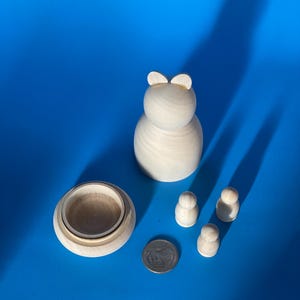 DIY blank wood mama cat and nesting kittens  Linden wood paintable toy Kids pretend play Counting toy Montessori gift All natural decor
