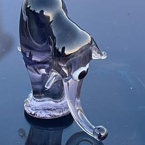 Small glass elephant figurine Hand blown 1 3/8 inches animal Purple blue elephant Collectible artwork Unique fire glass Funny creature gift