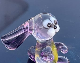 Small 1 inch glass rabbit Hand blown glass creatures Collectible forest animal Color glass hare figurine Small flame work Thanksgiving gift