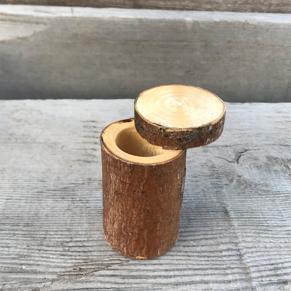 Small rustic wooden gift boxes Unusual ring / jewelry box Pill box with swivel magnetic lid Realistic tooth tree box Little treasure storage