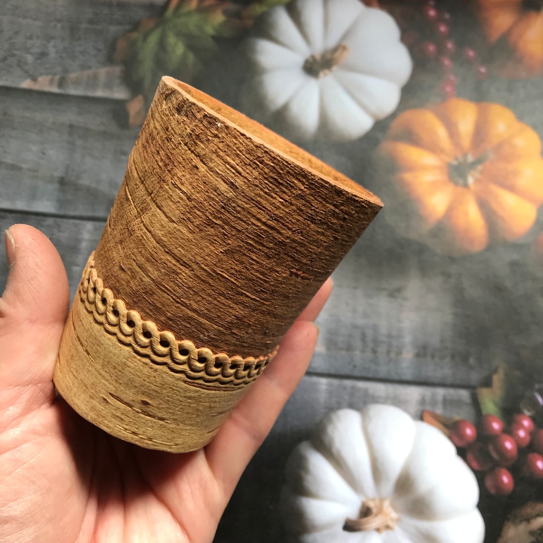 Natural Lightweight Water Glass Handmade Natural Birch Bark Cup Wood
