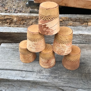 Shot Glasses handmade of natural birch bark Wood Camping cup Father&#39;s Day Gift Outdoors mug Wood whiskey shot glasses handmade shot glasses