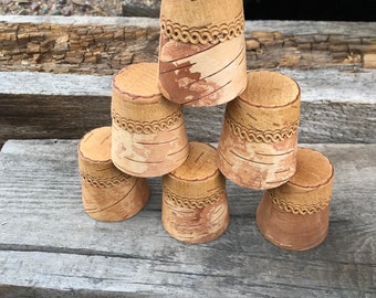 Shot Glasses handmade of natural birch bark Wood Camping cup Father's Day Gift Outdoors mug Wood whiskey shot glasses handmade shot glasses