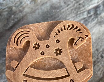 2” long wooden rocking horse textile stamp Hornbeam fabric stamp Cloth stamping Pottery / clay / ceramics / soap /cookie making animal stamp