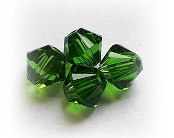 12pc or 6mm Swarovski Crystal Fern Green Bicone 5328 Beads; 4mm 24pc