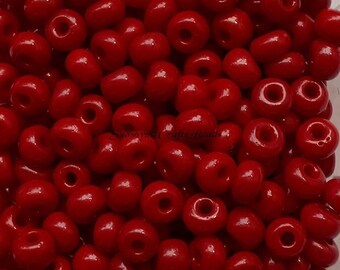 Opaque Dark Red 320 Jumbo Czech Glass Seed Beads 25grams 7mm
