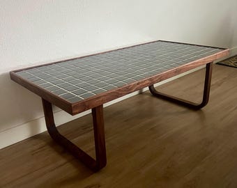 Black Walnut & Tile Coffee Table | Mid-Century Modern, unique coffee table