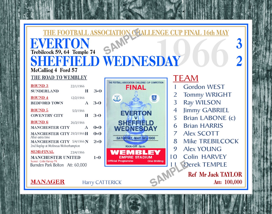 Everton v Sheffield Wednesday 1966 FA Cup Final metal  Etsy