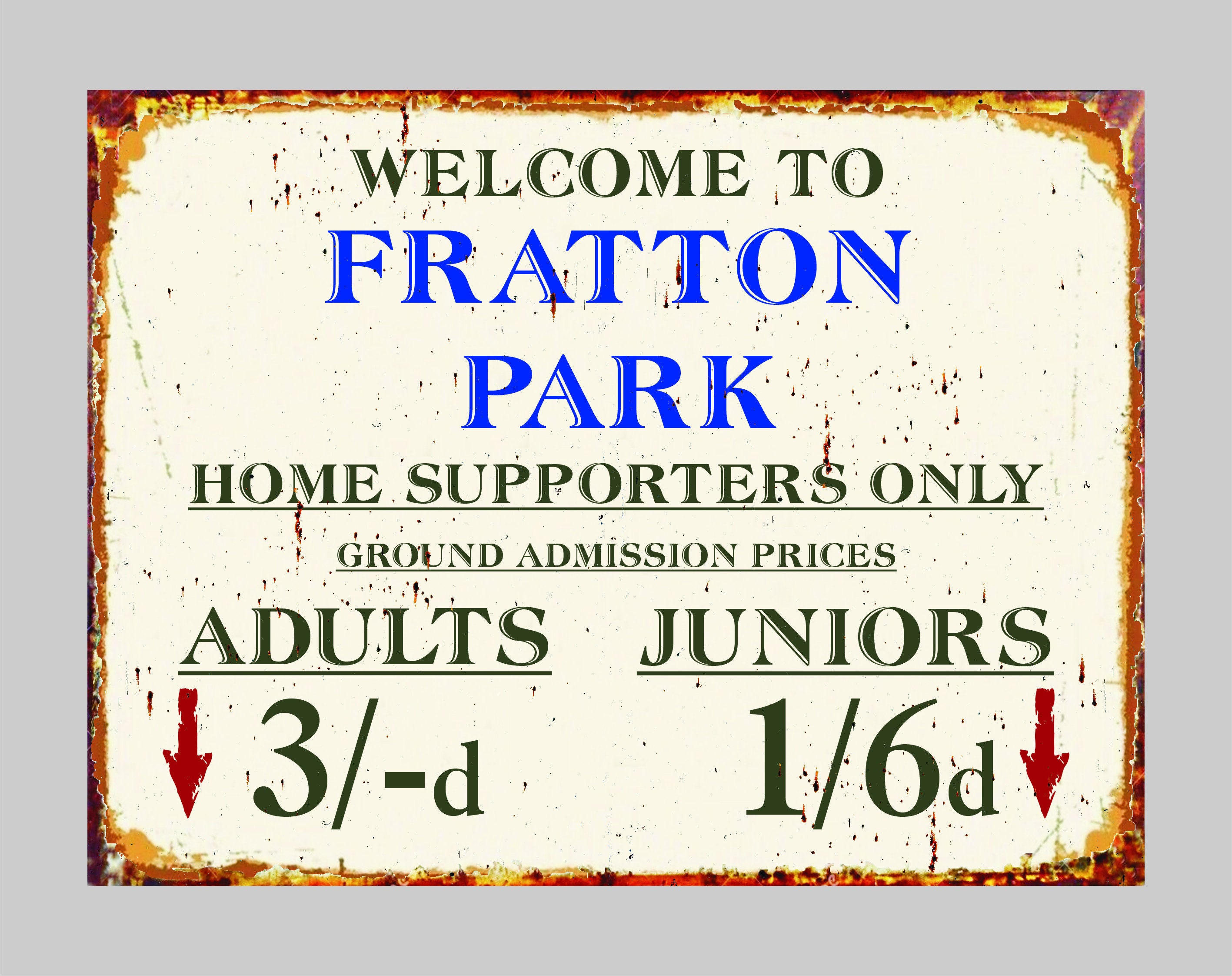 Portsmouth Fc Metal Football Sign Portsmouth Football Plaque Fratton