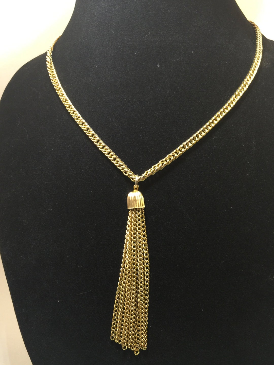 Vintage Gold Tone Tassel Necklace 1970s Retro Cocktail Chain - Etsy