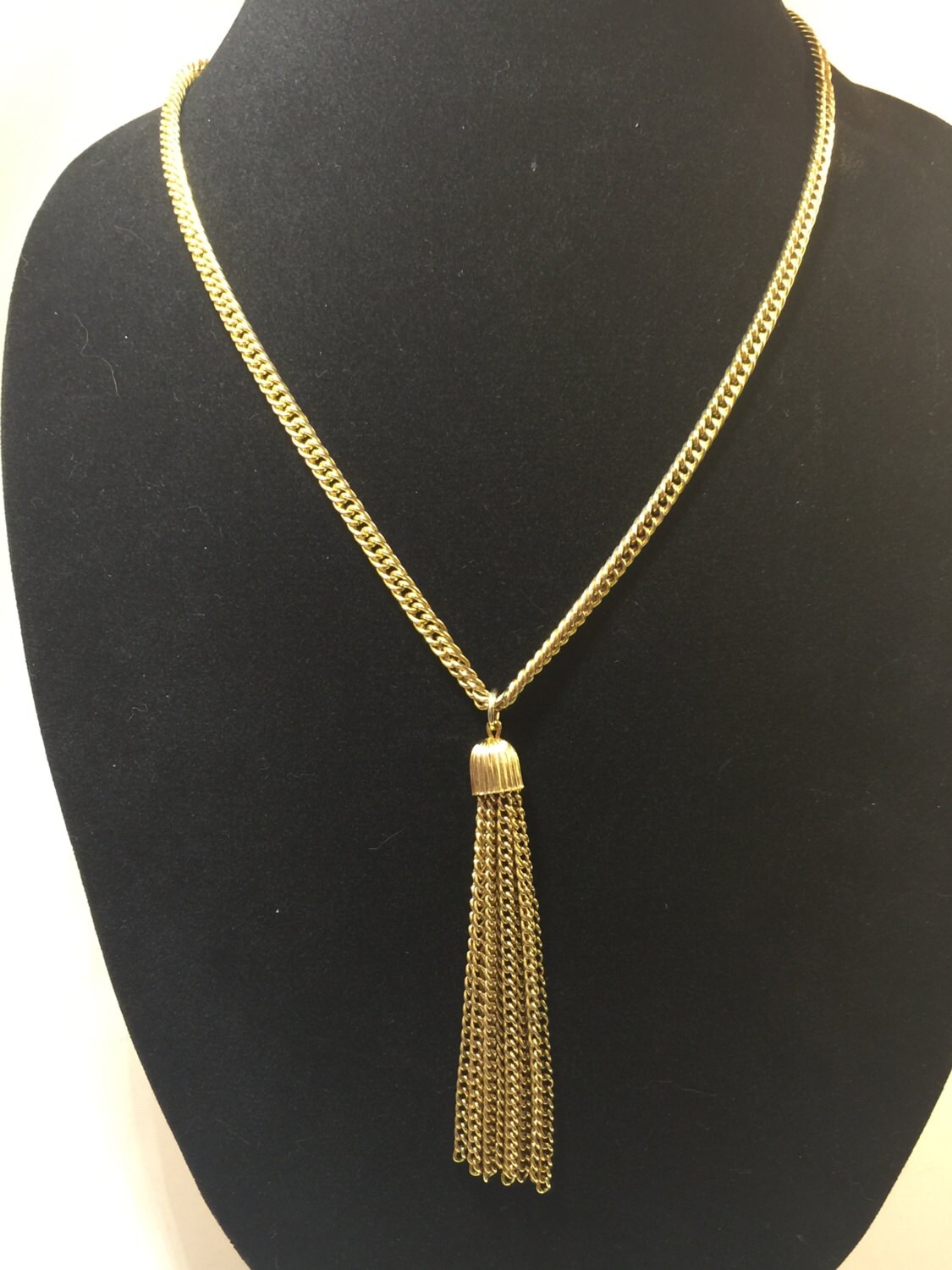Vintage Gold Tone Tassel Necklace 1970s Retro Cocktail Chain - Etsy