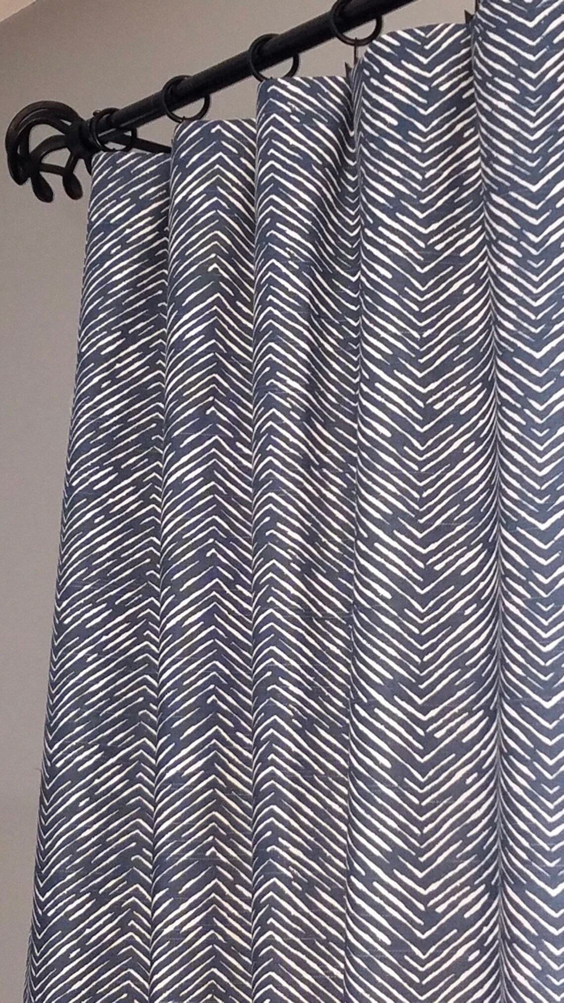 Pair of Curtains. Pair of Blue and White Drapery Panels. Etsy