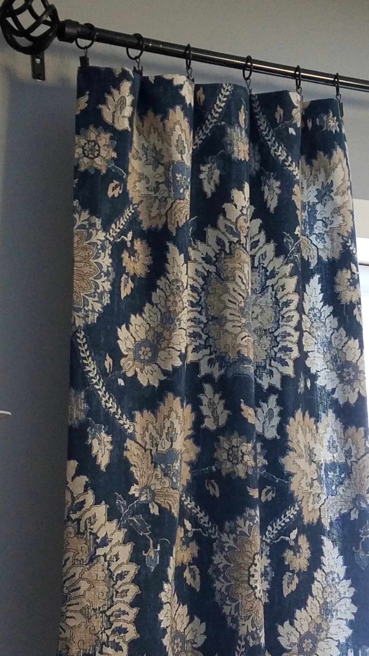 Blue and cream curtains deals