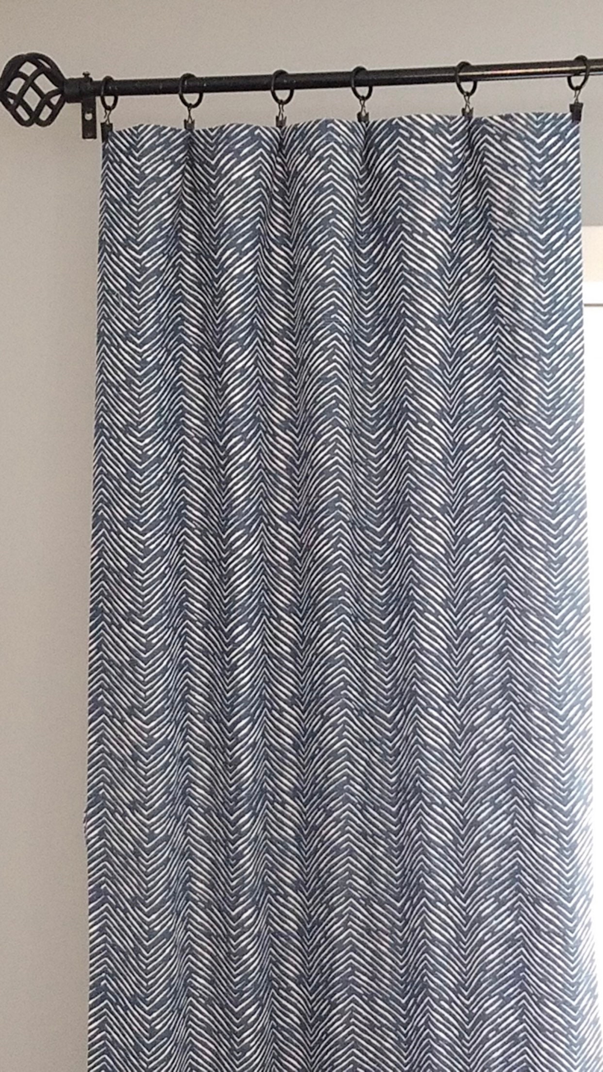 Pair of Curtains. Pair of Blue and White Drapery Panels. Etsy