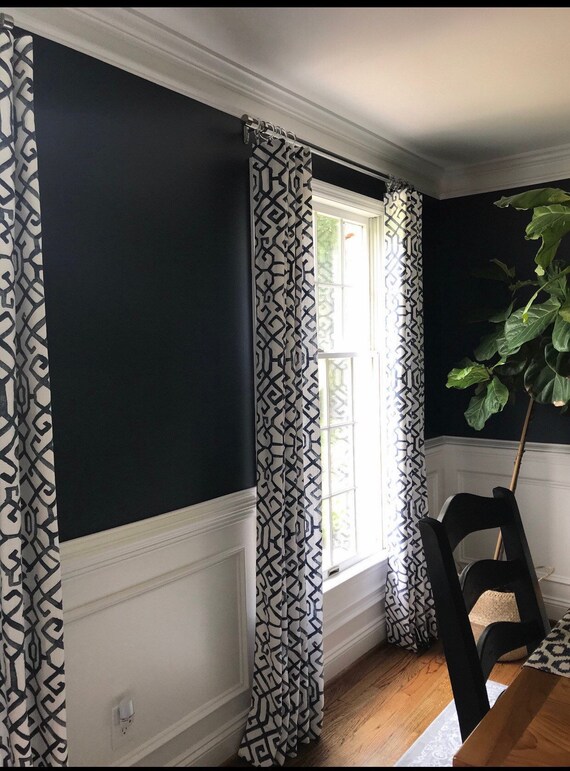 Navy Blue And White Curtain Panels Custom Widths Lengths Navy Blue And White Curtain Panels, Navy Curtains White Walls