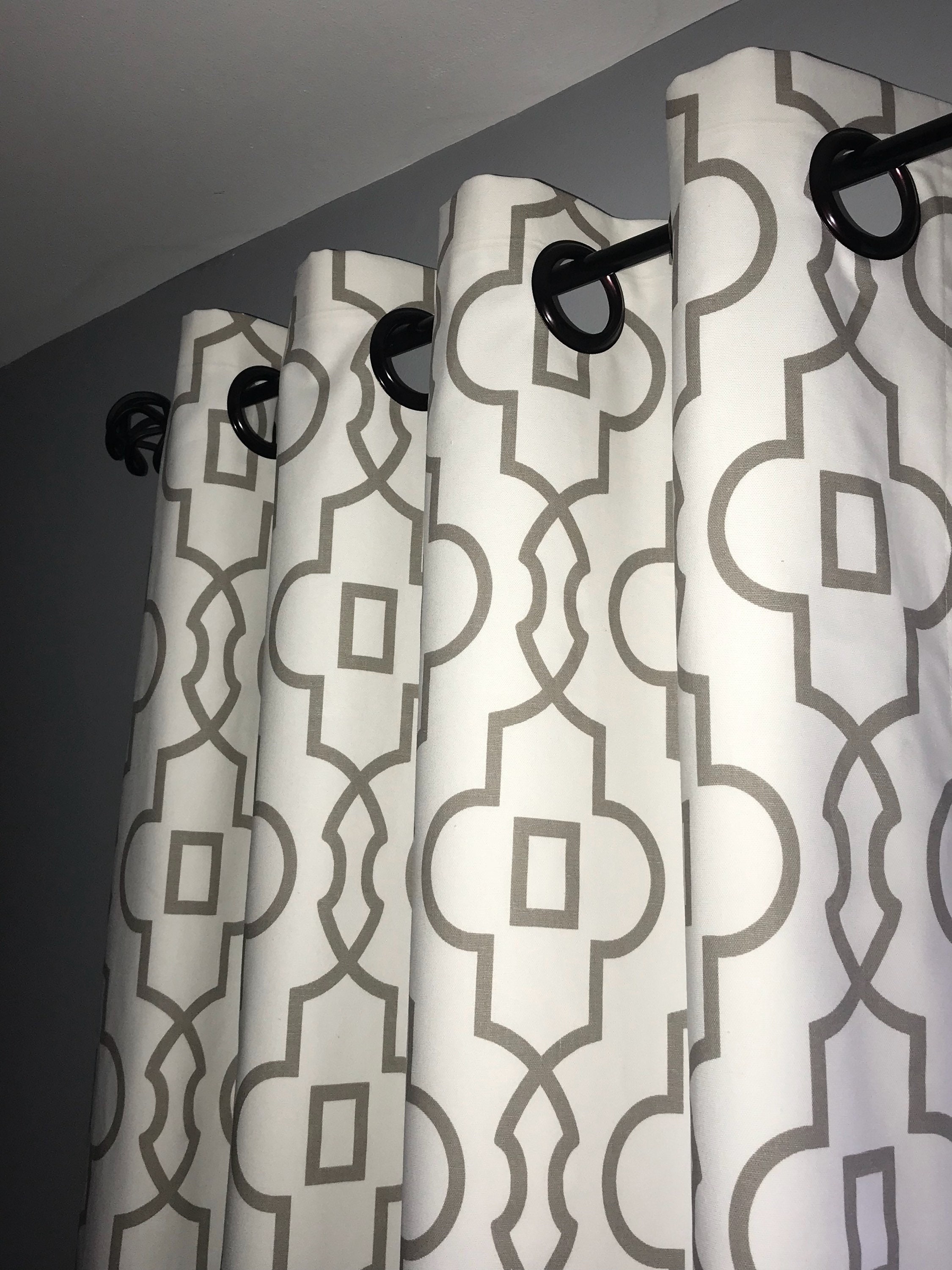 Pair of gray grommet drapery panels curtains. Lined curtains. Etsy