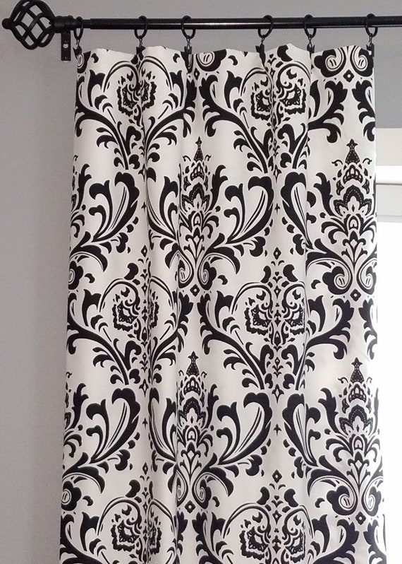 Black And White Curtains Pair Of Curtain Panels Damask White Curtains Pair Of Curtain Panels, Black And White Curtain