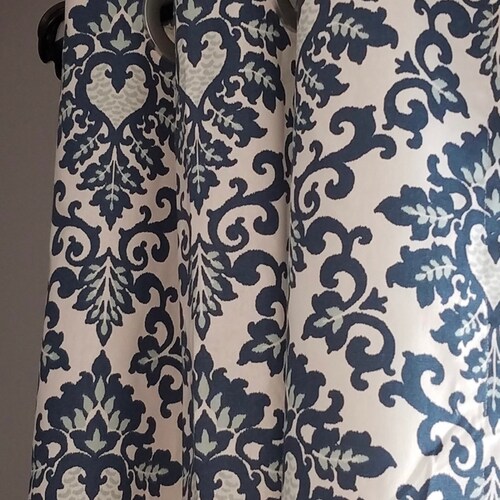 Pair of Blue IKAT Curtain Panels Dark Blue Light Blue Etsy