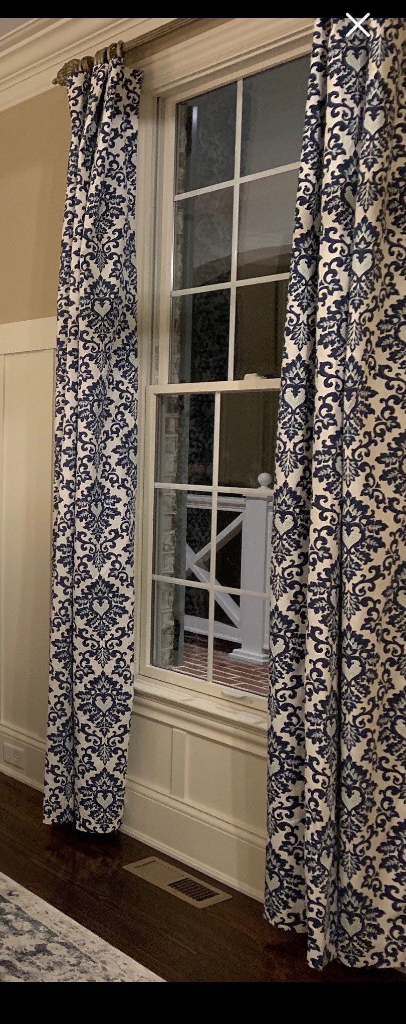 2 Custom IKAT Blue Curtain Panels IKAT Panels. Dark Blue Etsy