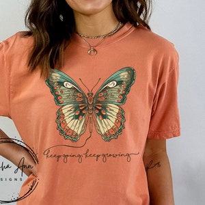 Keep Going Keep Growing T-Shirt, Butterfly, Comfort Colors, Inspirational Tee, Multiple color choices