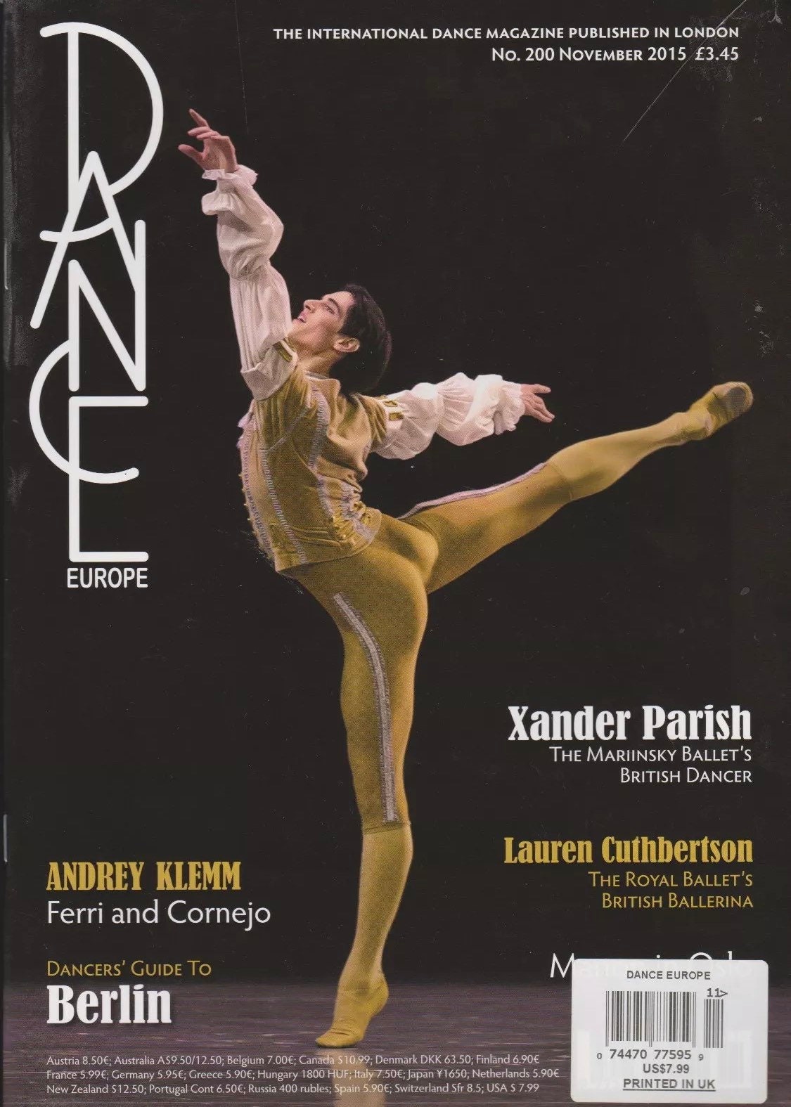 DANCE EUROPE MAGAZINE November 2015 Xander Parish/Andrew Etsy