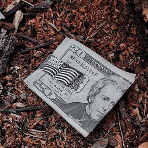 Hand engraved American flag money clip