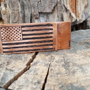 Hand Engraved American Flag Money Clip