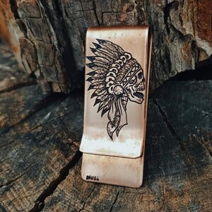 Hand Engraved Skull Money Clip