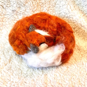 Needle felted sleeping fox