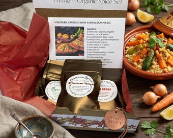 Moroccan Spice Gift Box – Organic Spice Blends & Harissa Set | Vegan Gourmet Spice Kit