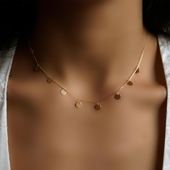 Buy 14K Gold Double Chain Multi Disc Necklace | Heist Jewelry
