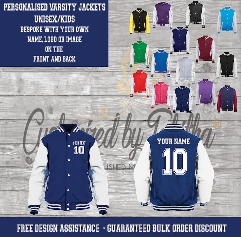 Personalised Custom Varsity Jacket Name and Number Unisex Etsy