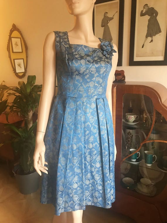 gold vintage dress 1950s cocktail