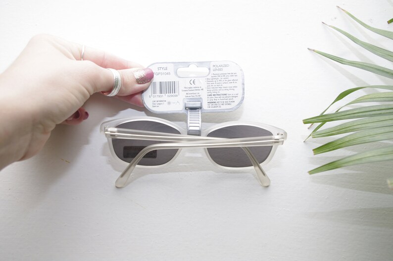 Holiday Eyewear. Dark Tint 90s Unisex Deadstock Vintage UV Sunglasses Semi Transculcent Sunglasses