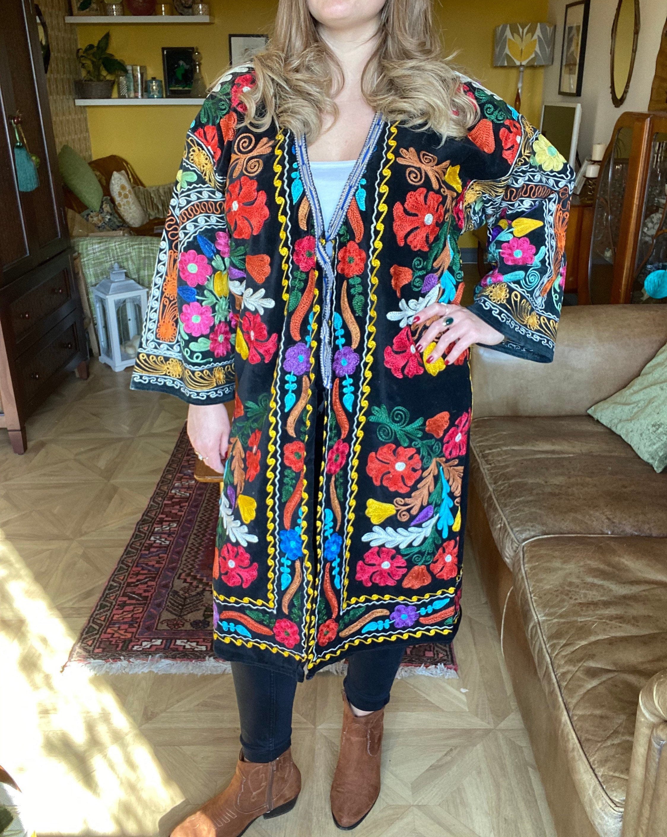 Embroidered duster deals coat