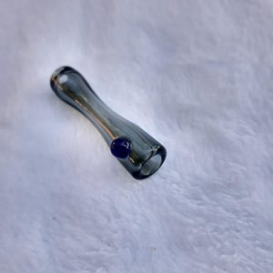 Grey Glass Smoke Holder with No Roll Dot: Finger Saver Tip - 7 - 7.5mm