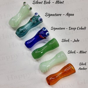 Shorties - Glass Cigarette Holder - Signature Finger Savers™ - Custom Tips - Sleek, No Roll, Kickstand, Silent Bob or Signature Face