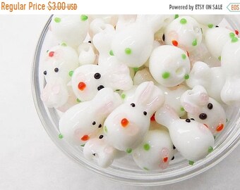 20% OFF Glass bunny beads; perfect for Spring/Easter projects, lampwork glass bunnies, approximately 16x10mm, 5pcs/2.40.