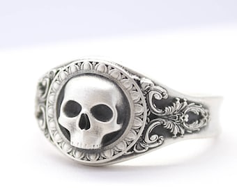 Micro Reaper Ring Small Skull Ring Sterling Silver Skull Ring Gothic Pirate Skull Ring Statement Ring