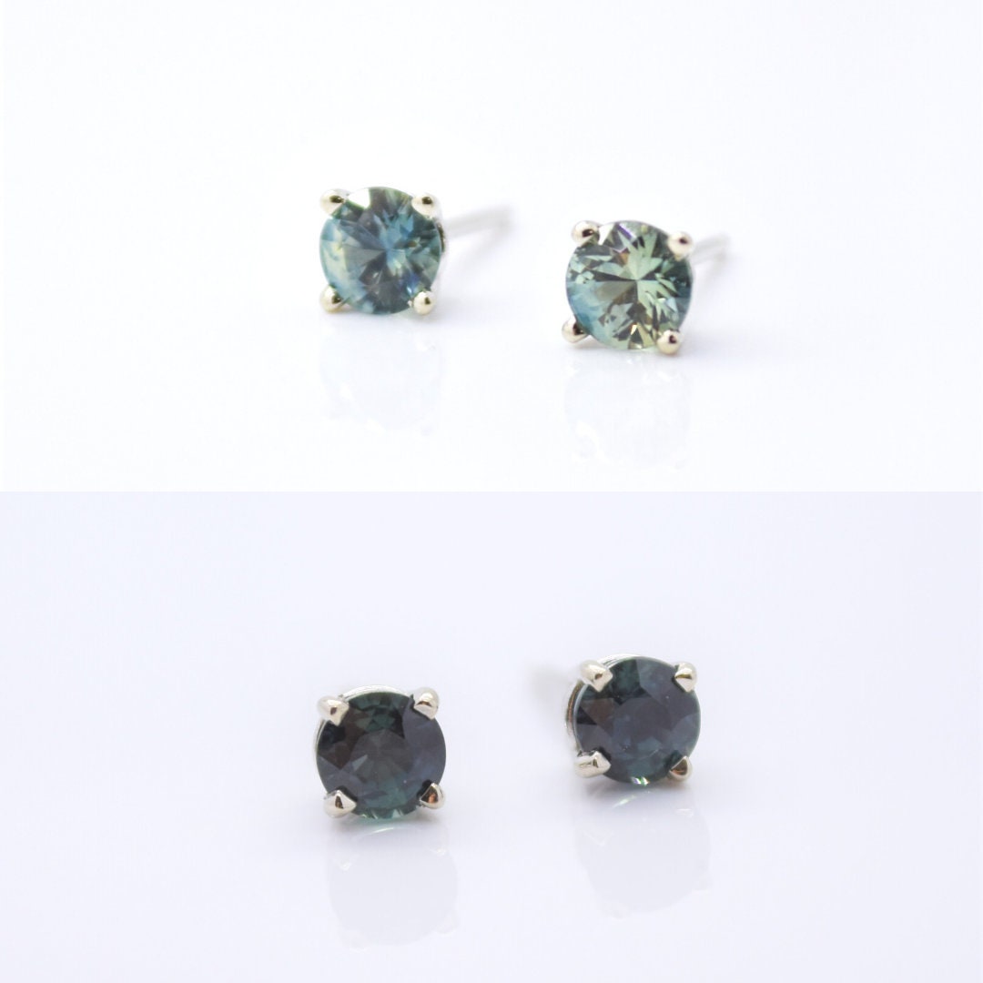 Green sapphire stud earrings Clearance