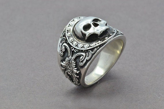 Skull pirates sterling silver ring silver jewelry men/'s ring gothic ring skull ring
